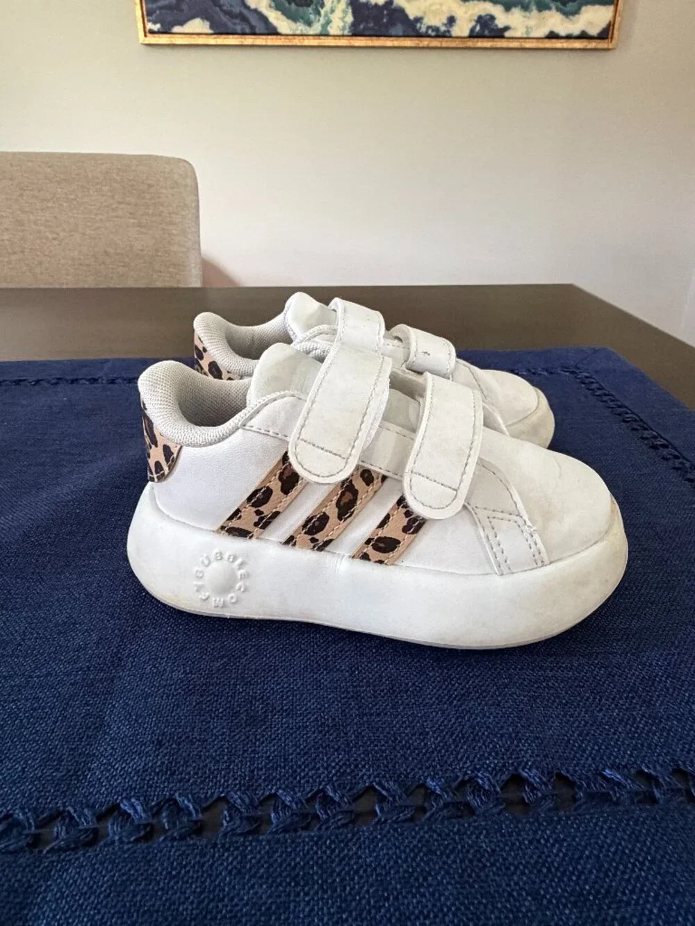Adidas Toddler Sneakers | Size 7 | White Leopard Print Stripe Shoes